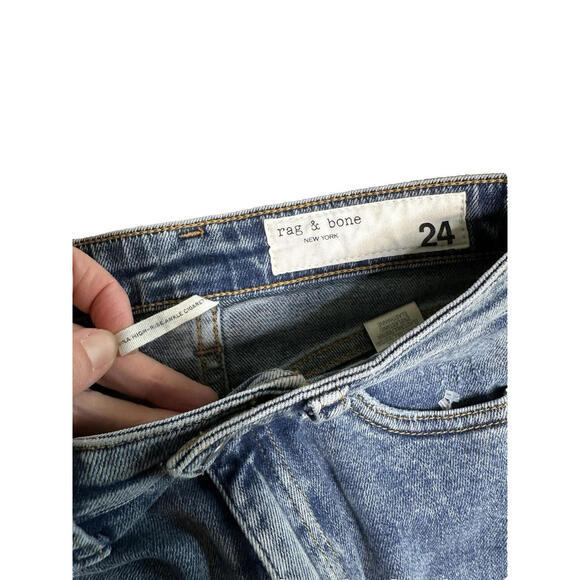 Rag & Bone Jeans Nina High Rise Ankle Cigarette Raw Hem Blue Denim Womens 24 - Picture 3 of 4
